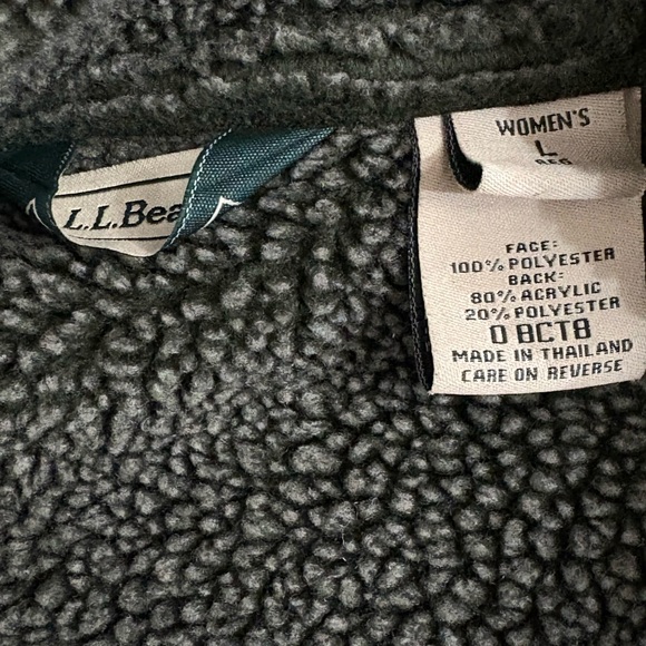L.L. Bean Olive Green Faux Suede Sherpa  Barn Jacket Size Large - Picture 4 of 4